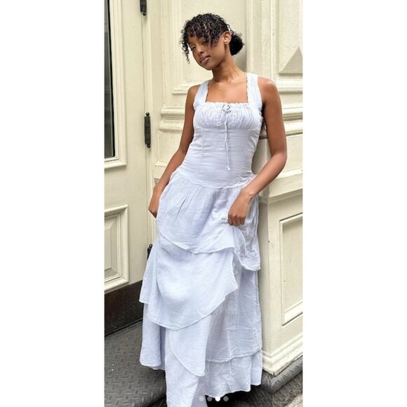 FREE PEOPLE In My Dreams Sleeveless Midi Dress in Pearl Blue Size Small - Picture 1 of 13